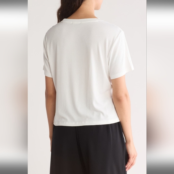 1.STATE Rib Jersey Boxy Crop T-Shirt, Large, NEW IVORY - Picture 2 of 7